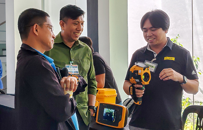 Professionals discussing energy equipment